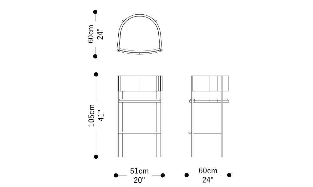 Image of the main dimensions of the product